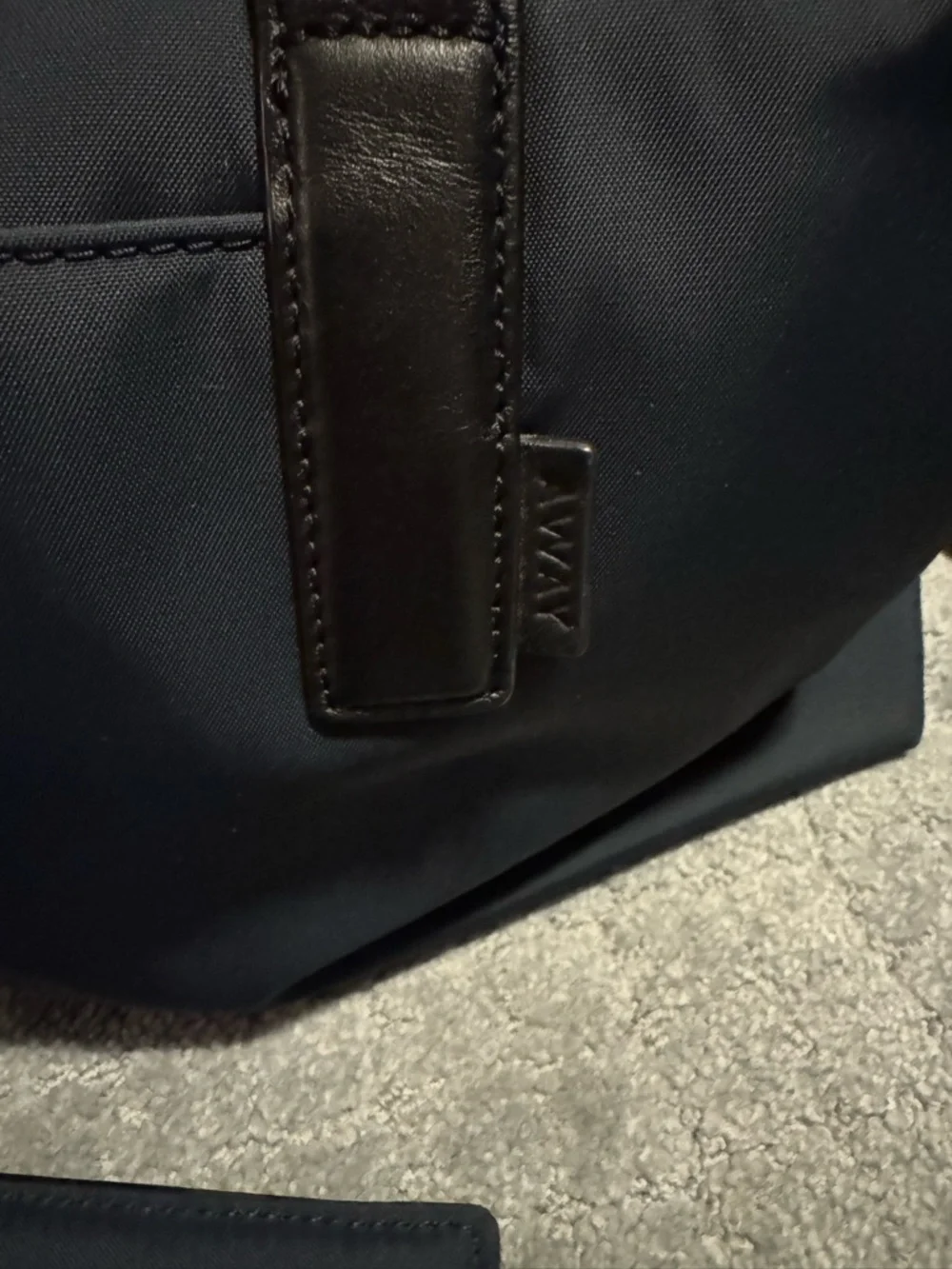 Navy AWAY Travel Duffel Bag with Black Leather Handles 20 L - Picture 2 of 16